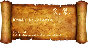 Komán Nikoletta névjegykártya